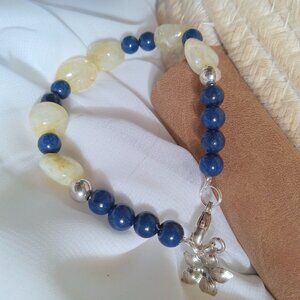 Raw Citrine and Lapis Lazuli Bracelet